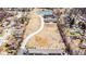 Wide aerial shot of a residential area, showing the street layout and landscaping at 1148 Easy St # B, Greenwood, IN 46142
