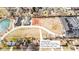Real estate aerial view of residential area with lot dimensions labeled for reference at 1148 Easy St # B, Greenwood, IN 46142