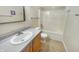 Clean bathroom with a vanity sink, a toilet, and a shower-tub combination at 12840 Patrick Ct, Fishers, IN 46038