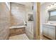 Walk-in shower with a bench and glass enclosure at 14904 Tiago Ln, Fishers, IN 46040