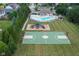 Aerial view of a community area that features a pool, playground, and a basketball court at 14904 Tiago Ln, Fishers, IN 46040