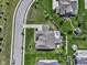 Aerial view of home with landscaped yard, backyard pool and patio area at 15694 Provincial Ln, Fishers, IN 46040