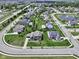 Real estate aerial view of neighborhood with community ponds and well-maintained lawns at 15694 Provincial Ln, Fishers, IN 46040