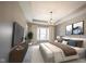 Serene main bedroom with tray ceiling, plush bed, and large window for natural light at 15694 Provincial Ln, Fishers, IN 46040