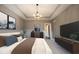 Comfortable main bedroom with stylish furnishings, tray ceiling, and ample natural light at 15694 Provincial Ln, Fishers, IN 46040