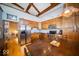 Eat-in kitchen with stainless steel appliances, wood cabinets and hardwood floors at 198 E Madison St, Franklin, IN 46131