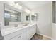 Bright bathroom with dual sinks, decorative mirrors, and a glass-enclosed shower at 4905 Andover Pkwy, Westfield, IN 46062