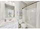Clean bathroom featuring a shower-tub combo, modern fixtures, and a sink with ample counter space at 4905 Andover Pkwy, Westfield, IN 46062