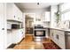 Functional kitchen showcasing white cabinets, stainless steel appliances, and hardwood floors at 5432 Winthrop Ave, Indianapolis, IN 46220