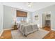 Cozy bedroom showcases natural light, a woven shade, hardwood floors, and a neutral color scheme at 645 Ellsworth St, Indianapolis, IN 46202