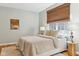 Bedroom has hardwood floors, woven window shade, and side tables with lamps at 645 Ellsworth St, Indianapolis, IN 46202