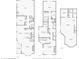 Floorplans for basement, first floor, and second floor showing rooms and dimensions of each space at 645 Ellsworth St, Indianapolis, IN 46202