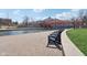 Scenic waterfront walkway with comfortable benches and a view of the vibrant cityscape at 645 Ellsworth St, Indianapolis, IN 46202