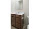 Bathroom features dark wood vanity, white countertop, and large mirror at 13860 N Tiosa Ln, Camby, IN 46113