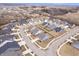An aerial view of a suburban neighborhood featuring well-maintained homes and winding streets on a clear day at 16401 Brigham Ln, Westfield, IN 46074