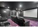 This movie room features reclining leather seating and a large screen at 2766 S Honey Creek S Rd, Greenwood, IN 46143