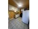 Kitchen features an electric stove, a refrigerator, and dated cabinets at 3614 N Whittier Pl, Indianapolis, IN 46218