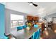 Modern dining room with seating for six, wood floors, and large windows at 4318 Ballybay Ln, Indianapolis, IN 46239