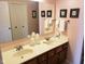 Bathroom features a double vanity with ample counter space and a large mirror at 7682 Micawber Ct, Indianapolis, IN 46256