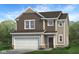Two-story home with a two-car garage, vertical siding, and a covered front porch at 1951 Black Oak Dr, Shelbyville, IN 46176