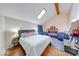 Bright bedroom featuring a skylight, hardwood floors, and ample space for storage and relaxation at 2552 Spring Hill Ct, Indianapolis, IN 46268