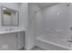 Bathroom features white walls and bathtub/shower combo at 32 Downing Dr, Trafalgar, IN 46181