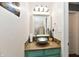 Bathroom features a unique vanity, a modern sink, and a large mirror at 3873 Crest Point Dr, Noblesville, IN 46062
