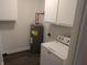 Laundry room featuring a water heater, new washer and dryer, and overhead cabinets at 8002 Bryan Dr, Indianapolis, IN 46227