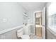 Full bathroom with white vanity, shower-tub combination and neutral wall color at 8139 Laughlin Dr, Indianapolis, IN 46219