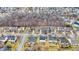 Neighborhood aerial view showcasing well-maintained homes and mature trees in a suburban setting at 11185 Beardsley Way, Fishers, IN 46038