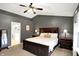 Inviting main bedroom boasts a cozy layout, soft carpet, and calming gray walls at 11185 Beardsley Way, Fishers, IN 46038