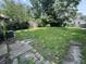 Overgrown backyard surrounded by lush greenery and a wooden fence at 1153 Villa Ave, Indianapolis, IN 46203