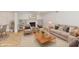 Staged living room with cozy seating, a fireplace, built-in shelving, and a neutral color palette at 11708 Rolling Springs Dr, Carmel, IN 46033
