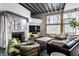 Bright living room with fireplace, tall windows and modern, industrial-style ceiling at 2417 E 80Th E St, Indianapolis, IN 46240