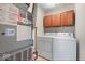 Laundry area with white washer and dryer, and overhead cabinets at 3130 Elizabeth St, Indianapolis, IN 46234