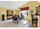 Dining area showcasing natural light, decorative lighting fixture, and stylish furnishings for Gathering gatherings at 4139 Bella Ct, Indianapolis, IN 46237