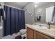 Cozy bathroom with vanity, toilet and tub with shower in a neutral color scheme at 4732 Ashfield Dr, Westfield, IN 46062