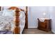 Close up of bed and night stand in primary bedroom at 5316 Twin Bridge Blvd, Indianapolis, IN 46239