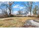 Spacious backyard with trees and a small concrete slab, offering potential for landscaping at 6104 Gifford St, Indianapolis, IN 46228