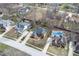 Aerial view of homes each featuring spacious lots, mature trees and optional private pools at 9914 Springstone Rd, Fishers, IN 46055