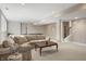 Finished basement with a sectional couch, a pool table, neutral walls, and recessed lighting at 9914 Springstone Rd, Fishers, IN 46055