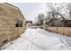 Fenced backyard with snow, offering a private outdoor space in winter at 1401 Castle Ave, Indianapolis, IN 46227