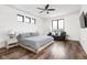 Serene main bedroom with hardwood floors, a cozy sitting area, and natural light at 2117 Broadway St, Indianapolis, IN 46202