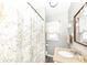 Bright bathroom featuring decorative shower curtain and a vanity with a granite countertop at 6179 Norwaldo Ave, Indianapolis, IN 46220