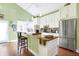 Modern kitchen with stainless steel appliances, white cabinets, and a breakfast bar, perfect for everyday living and entertaining at 645 E 9Th St, Indianapolis, IN 46202