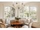 Charming breakfast nook filled with natural light with banquette seating and views of lush greenery at 6560 Dawson Lake Dr, Indianapolis, IN 46220