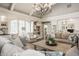 Spacious living room with a beautiful chandelier, large windows, and a comfortable seating area at 6560 Dawson Lake Dr, Indianapolis, IN 46220