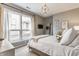 Bright bedroom with chandelier, large windows, and neutral decor at 932 N Broadway St # 1, Indianapolis, IN 46202