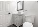 Well-lit bathroom boasts a modern vanity, toilet, and sleek mirror at 4242 Winthrop Ave, Indianapolis, IN 46205
