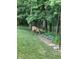 Picturesque backyard view with deer, showcasing a peaceful setting amid natural landscaping and mature trees at 504 Stony Creek Cir, Noblesville, IN 46060